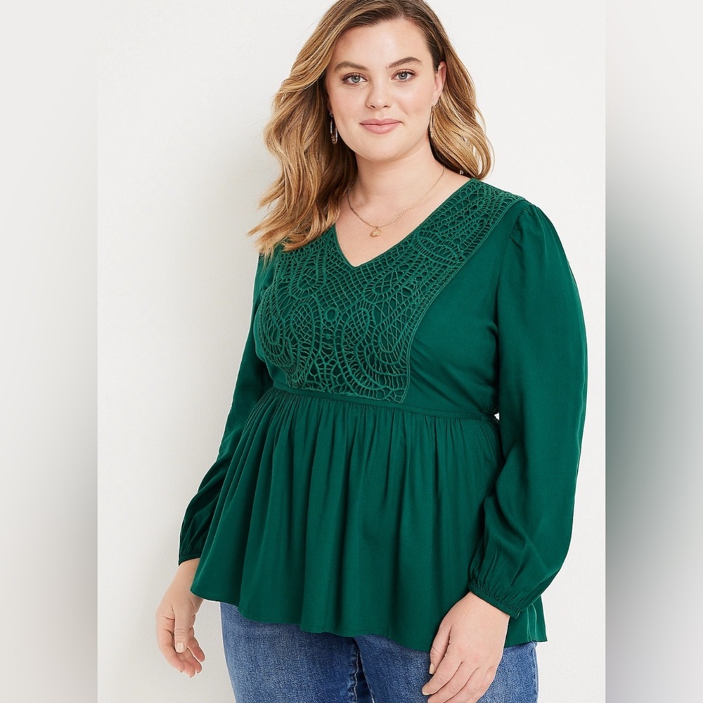 Plus Size Crochet‎ Bodice Peplum Top size L